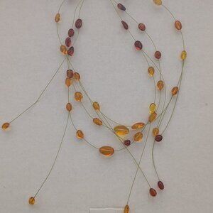 Artisan Baltic Honey Amber Free Form 925 Sterling Silver Wire Illusion Necklace